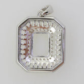 Sterling Silver Semi Mount Pendant Setting Emerald OCT 9X7mm White Topaz - Syzjewelry